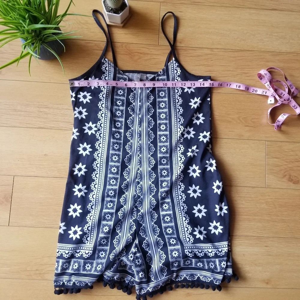 ASOS | Black and White Floral Shorts Romper - Picture 3 of 4